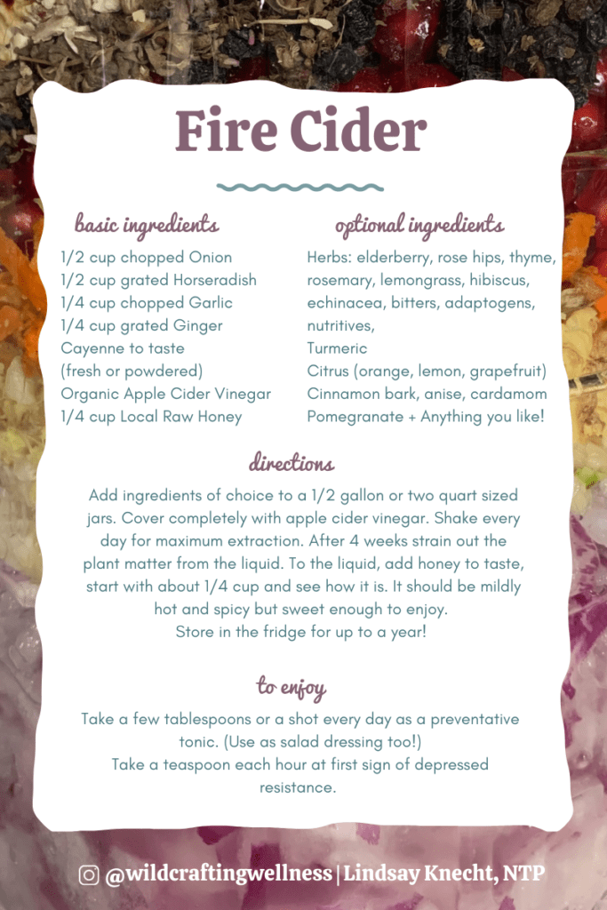 Fire Cider Recipe Card